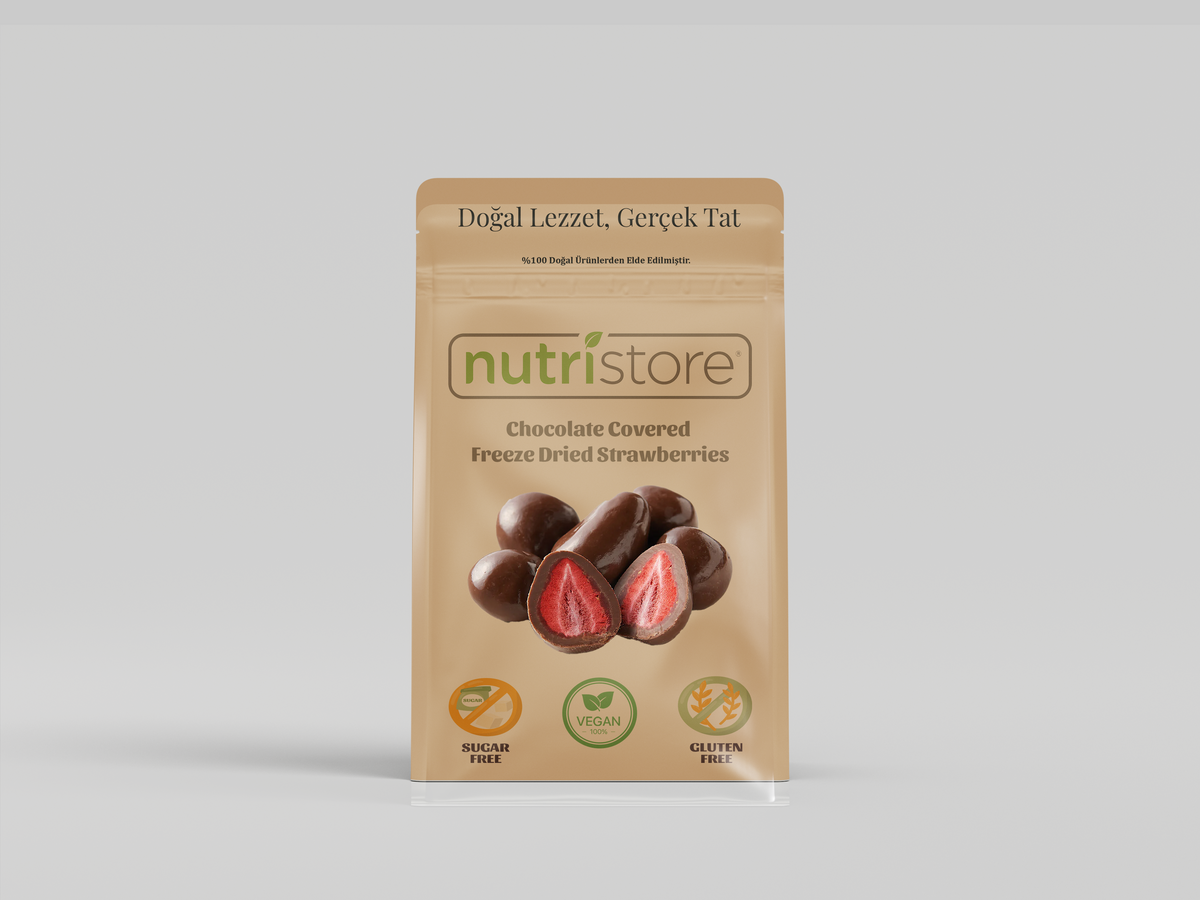 Bitter Çikolatalı Çilek -Dark Chocolate Freeze Dried Strawberries